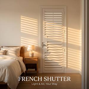 <span class=keywords><strong>Volets</strong></span> de porte à battants en bois massif Paulownia, finition peinte, teintée, brossée, couleur personnalisée, largeur et hauteur sur mesure, OEM, pour usage quotidien - Product Image 1