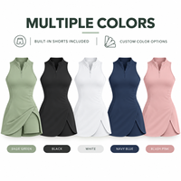 Robe de tennis personnalisée pour femmes, demi-zip, sans manches, avec short intégré pour les compétitions de tennis