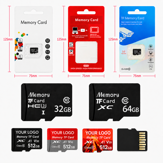 Wholesale SD TF Memory Cards (8GB-128GB) Plastic Material A1/U1/U3/CLASS10 Speed CE RoHS FCC Certified OEM Mobile Phones Cameras