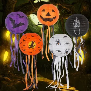 Hangende Gloed Lantaarns Spookhuis Halloween Decoratie Rekwisieten Halloween Pompoen Papieren Lantaarn