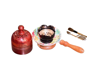 Encens en spirale Bakhoor, résine d'oud, parfum de bonbon, forme de bol décoratif avec intérieur métallique, décoration d'art et de culture pour la maison - Product Image 1