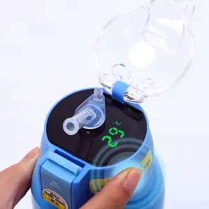 Garrafa de água de canudo para bebês, garrafa bonita de água inteligente para crianças, atacado, garrafa de água inoxidável de alta qualidade