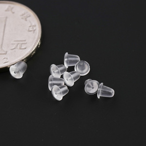 Tapones de silicona para los oídos, tamaño pequeño, para hacer pendientes, accesorios de joyería, accesorios de bricolaje, forma ovalada, transparente - Product Image 3