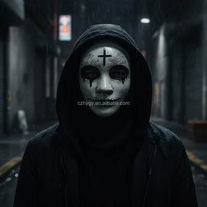 หน้ากากแม่ชีนักฆ่าโจ๊กเกอร์สุดหลอนสไตล์ฮาโลวีน พร้อมฮู้ด สำหรับคอสเพลย์งานแต่งงานและงานปาร์ตี้ธีม Burning Man - Product Image 6