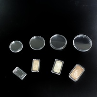 Personnalisé argent plastique acrylique rectangulaire environ 40mm mousse insérer anneau pièce argent or protecteur capsules titulaires