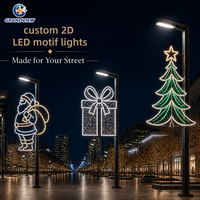 Luces Decorativas LED 2D Personalizadas para Postes de Calle con Motivos Navideños, IP65, Decoración para Postes de Lámparas, Iluminación Navideña para Ciudades, Exhibición Comercial en Exteriores