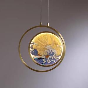 Lampe suspendue de style néo-chinois tout en cuivre émaillé, luminaire décoratif antique chinois moderne pour chambres à coucher, salles à manger - Product Image 3