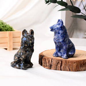 Meilleures ventes : sculptures en cristal de quartz naturel, animaux (loup, chien) pour décorations de bureau - Product Image 5