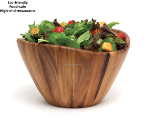Grand saladier en bois naturel de qualité supérieure <span class=keywords><strong>Bol</strong></span> en bois d'acacia de haute qualité décoratif pour la nourriture Vaisselle mélangeur écologique utile - Product Image 3