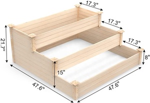 Fioriera Rialzata in Legno a 3 Livelli per Giardinaggio, Arredo Moderno <span class=keywords><strong>da</strong></span> Esterno - Product Image 3
