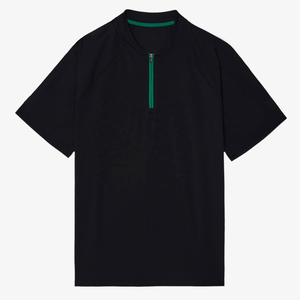 T-shirt de golf pour homme en maille UPF40+ à séchage rapide, extensible, imprimé par transfert thermique, avec fermeture éclair – Vente en gros, performance optimisée, conception ODM - Product Image 2