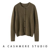 Cardigan en cachemire 100% tricoté pour femme, col rond doux, veste pull