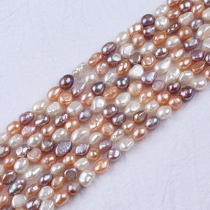 Perles d'eau douce naturelles Zhuji 8-9 mm, perles lâches à deux faces, trou droit, couleur mixte, forme baroque irrégulière - Product Image 2