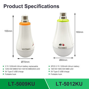 Ampoule LED d'urgence <span class=keywords><strong>20W</strong></span> <span class=keywords><strong>E27</strong></span>/B22 AC/DC avec télécommande, en ABS, rechargeable, pour la maison - Product Image 4
