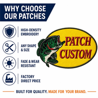 Patch brodé de pêche grande taille, motif amusant de bar à bouche large, design personnalisé, thermocollant ou à coudre pour chapeau, veste, sac