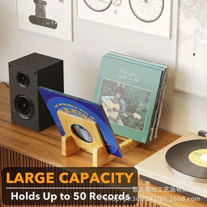 Wooden <b>Record</b> Rack Storage Shelf For Vinyl Cd Album Photo Desktop Organizer Single Layer Display <b>Stand</b> - Product Image 3