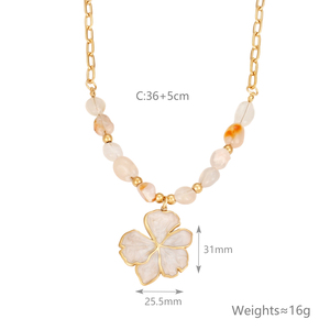 Collar con Colgante para Mujer, Chapado en Oro de 18K, Acero Inoxidable, Colgante de Flor de Perla, Joyería de Boda - Product Image 5