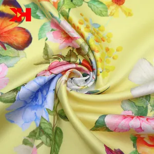 Beautiful satin printed fabric real silk fabrics for dress