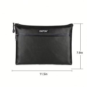Small Customized Black Fiberglass <b>Bag</b> with Zipper Waterproof and Fireproof for <b>Document</b> Storage - Product Image 3