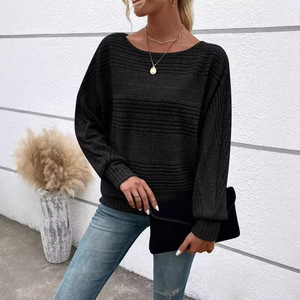 2025 abbigliamento da donna transfrontaliero per la stazione indipendente di Amazon nuovo stile autunno inverno Top t-shirt Pit Neck <span class=keywords><strong>Bat</strong></span> - Product Image 2
