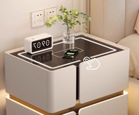Table de chevet intelligente en bois massif, design moderne, avec fonctions intelligentes, mobilier de chambre haut de gamme, luxe discret, aucune installation requise
