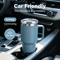 Gobelet isotherme de 40 oz avec couvercle à paille pour voiture, bureau, boissons froides