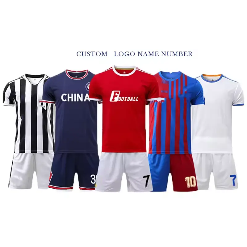 Groothandel Custom Sublimatie Print Voetbal Jersey Voetbal Jersey Kit Custom Voetbal Truien Jeugd Voetbal Uniform