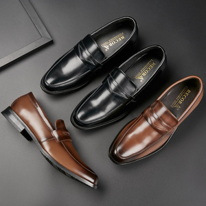 Mocassins de Ville Confortables pour Hommes en <span class=keywords><strong>Cuir</strong></span> de Vachette Haut de Gamme, <span class=keywords><strong>Chaussures</strong></span> Habillées Tendance en <span class=keywords><strong>Cuir</strong></span> Véritable pour <span class=keywords><strong>Homme</strong></span> - Product Image 1