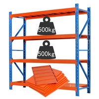 Étagère d'entrepôt en acier thermolaqué, capacité moyenne, 5 niveaux, solution de stockage métallique multi-étages, rayonnage industriel