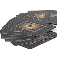 Cartes de tarot professionnelles personnalisées avec dorure à chaud, format complet noir, impression en gros, emballage pour oracles, modèle de cartes de tarot 009