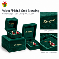 Boîte à bijoux en velours vert personnalisée avec logo, pour collier, bracelet, jonc, emballage de bijoux, boîte à bagues, boîte à bijoux en velours de luxe personnalisée