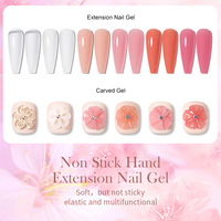 Gel de construction solide pour extension d'ongles, anti-adhésif pour les mains, gel UV 4-en-1 pour sculpture 3D/renforcement/modelage, longue durée, à retirer par trempage
