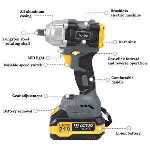 Cross-Border Rechargeable Impact Wrench High Torque Multi-Functional Woodworking Socket Tool 21V Industrial 350Nm - Product Image 2