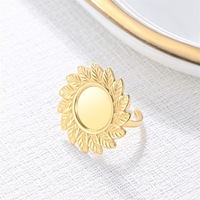 Anillo de Hoja de Girasol de Acero Inoxidable, Dorado y Plateado, Ajustable, para Uso Diario Bohemio y Regalos Festivos para Mujeres