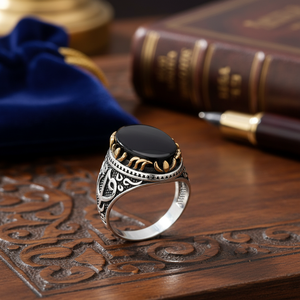 Onyx Stone Oval Shape Vav Desgin <b>Men</b> <b>Ring</b> Jewelry Man Jewellery Wholesale Handcrafted Authentic 925 Sterling <b>Silver</b> <b>Men</b> <b>Ring</b> - Product Image 3