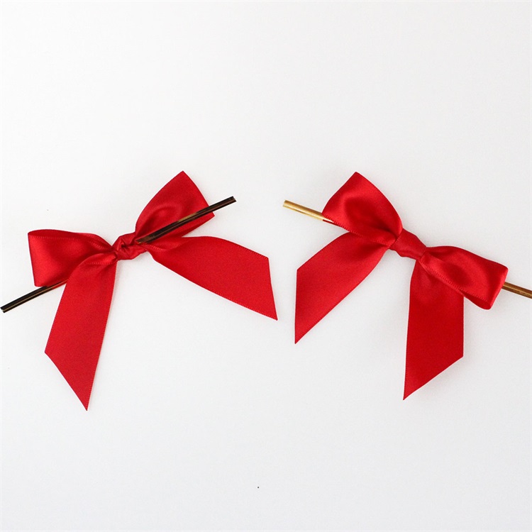 Custom Satin Ribbon Bows with Adhesive Twist Ties 100% Polyester for Gift Wrapping and Decorations