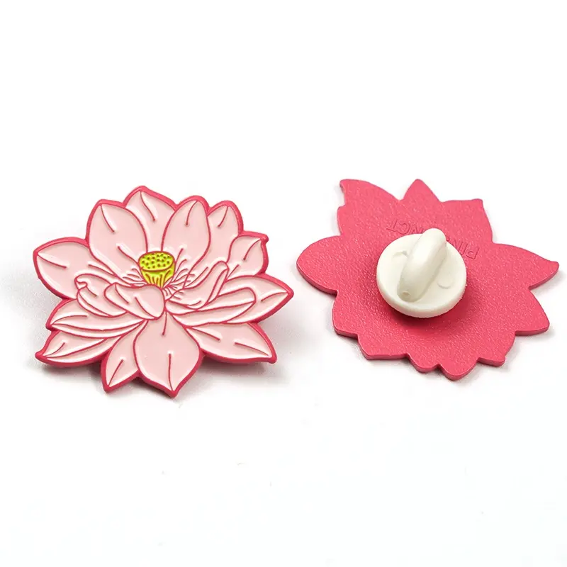 Wholesale Custom Cheap Bulk Clothes RTS Logo Cute Plant Flower Dyed Color Brass Metal Soft Enamel Lapel Pin Badge For Hats