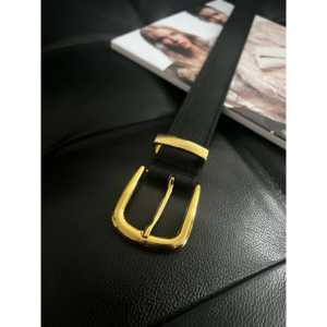 Ceinture à boucle dorée avec boucle à ardillon en alliage, style décontracté, ceinture en tissu - Product Image 3