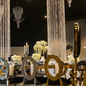 Rèm pha lê cổ điển sang trọng, dài 9ft, trang trí hạt cườm, có vòng kim loại bạc và dây treo, dùng cho đám cưới - Product Image 4