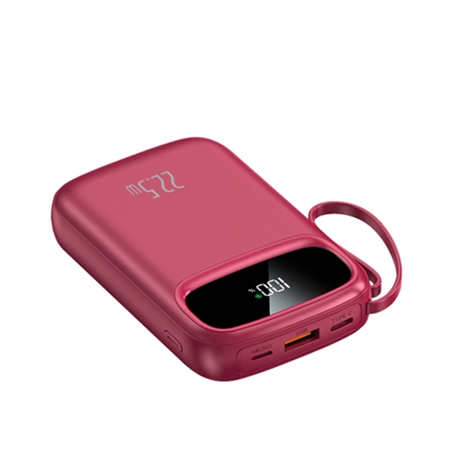 22.5W Fast Charging Mini Power Bank 10000mah Digital Display QC 3.0 PD 20w Portable 10000mah Powerbank With 4 Cable