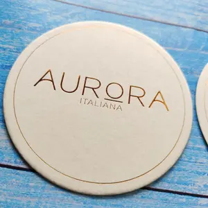 Round shape absorbent coaster with gold foil card printing