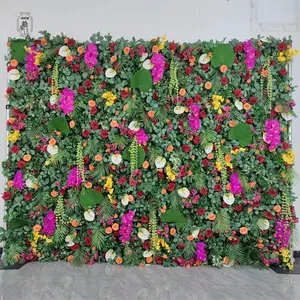최고 품질 천 바닥 꽃 벽 웨딩 장식 꽃 벽 인공 꽃 벽 배경