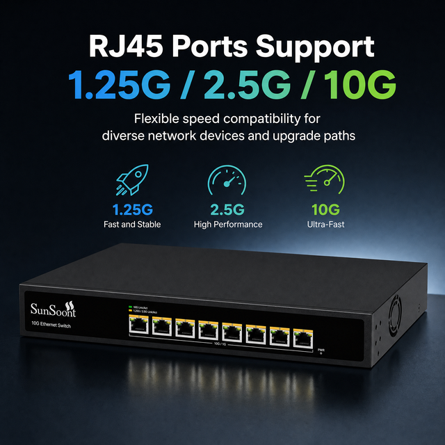 8 Ports 10G Copper RJ45 Switch Unmanaged 10 Gigabit Ethernet Switch for Data Center Connection