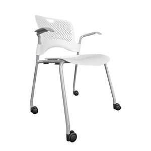 Chaise de conférence Herman Miller 'Caper Stacking Chair' sur roulettes, blanche - Product Image 1