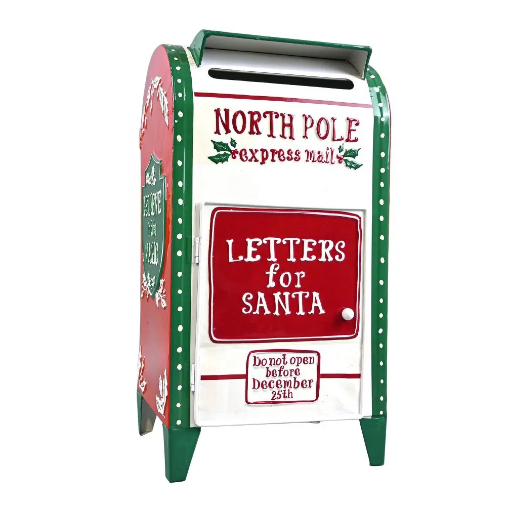 Rote frohe Weihnachten Gusseisen American Mailbox Briefkasten Brief Outdoor Weihnachts dekor Santa MAILBOX