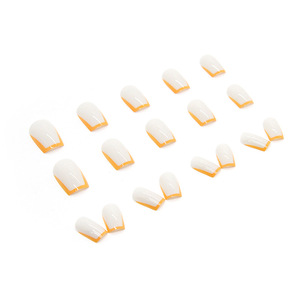 <span class=keywords><strong>Uñas</strong></span> Acrílicas Cuadradas con Pegamento, <span class=keywords><strong>Color</strong></span> <span class=keywords><strong>Amarillo</strong></span>, Estilo Francés Minimalista, Longitud Media, Elegantes y Sencillas - Product Image 4