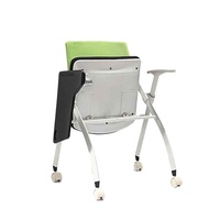 Chaise de formation pliable contemporaine avec tablette d'écriture, roulettes, empilable, pour conférence, salle de classe, bureau, étudiant, en tissu
