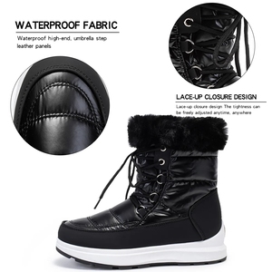 Stivali da neve impermeabili e spessi e felpati da donna <span class=keywords><strong>con</strong></span> 2023 invernali <span class=keywords><strong>con</strong></span> plateau in pelliccia pesante scarpe imbottite in cotone caldo antiscivolo - Product Image 3