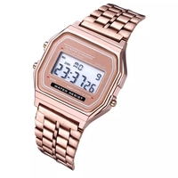 Montre numérique pour femme en or rose de luxe, ultra-fine, en acier, avec LED, montre-bracelet électronique, horloge lumineuse, montre pour femme
