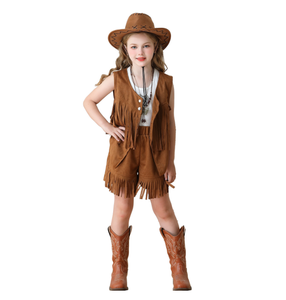 Ecoparty Western Cowboy Cowgirl <span class=keywords><strong>chaleco</strong></span> para niños niñas gamuza borla flecos <span class=keywords><strong>chaleco</strong></span> Top Halloween fiesta vestir vaquero <span class=keywords><strong>disfraz</strong></span> - Product Image 3